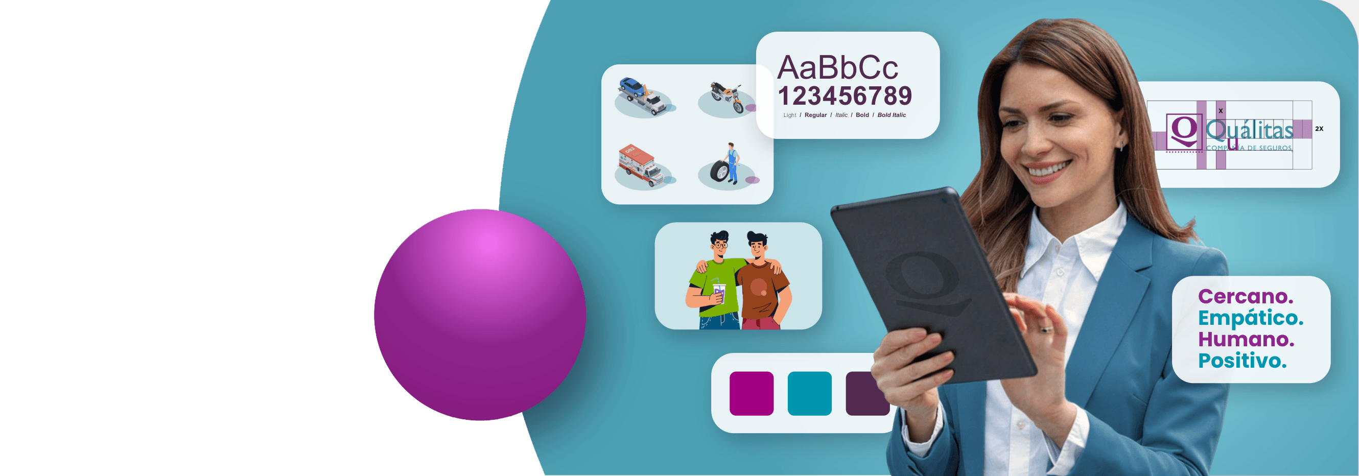 Colaboradora de Quálitas consultando el manual en una tablet