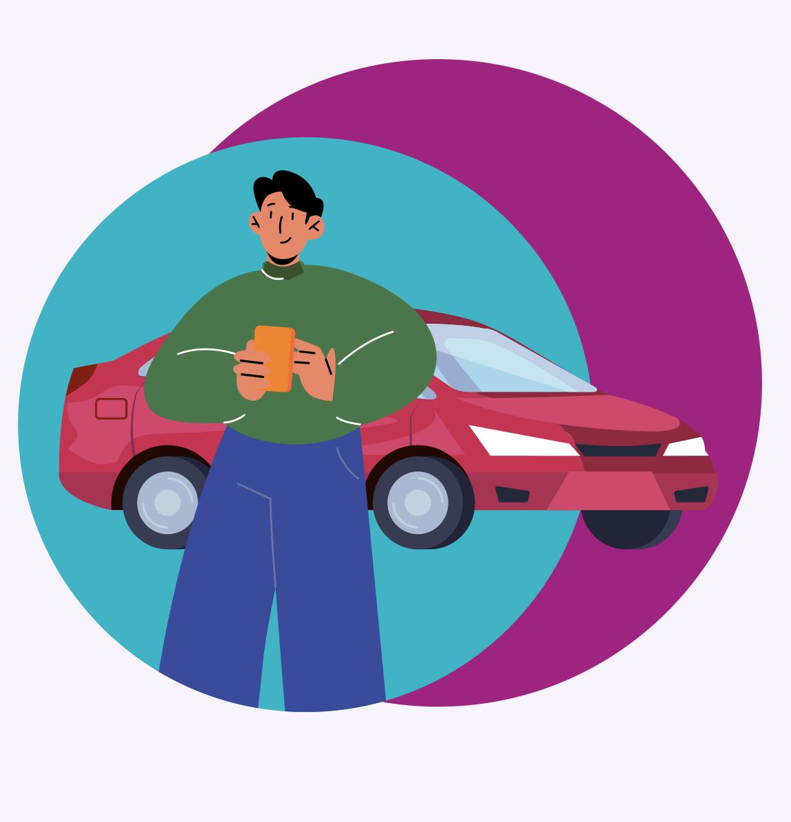 Ilustración de persona con auto